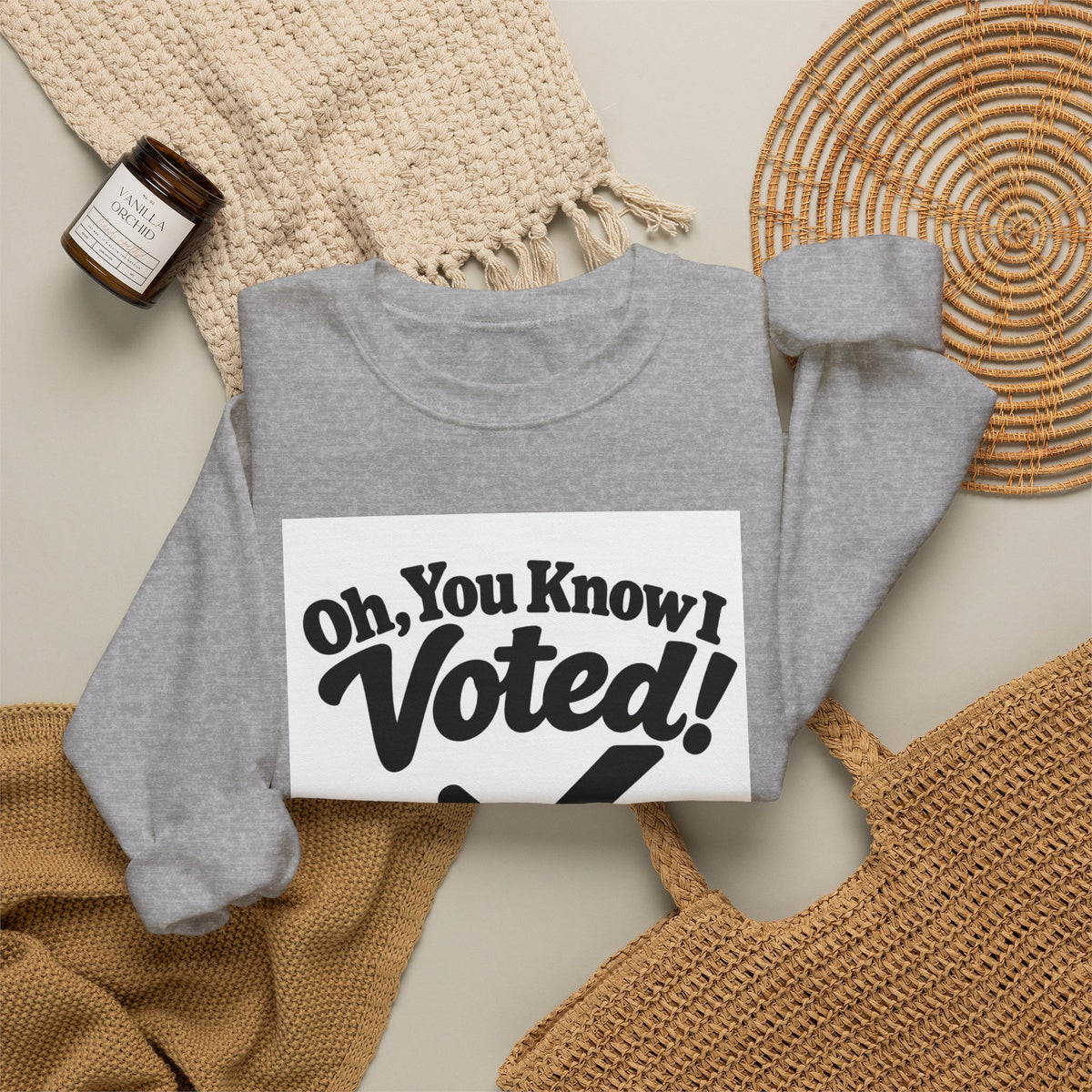 Voted! Graphic Crewneck Sweatshirt — 'Oh, You Know I Voted' Civic Pride Pullover