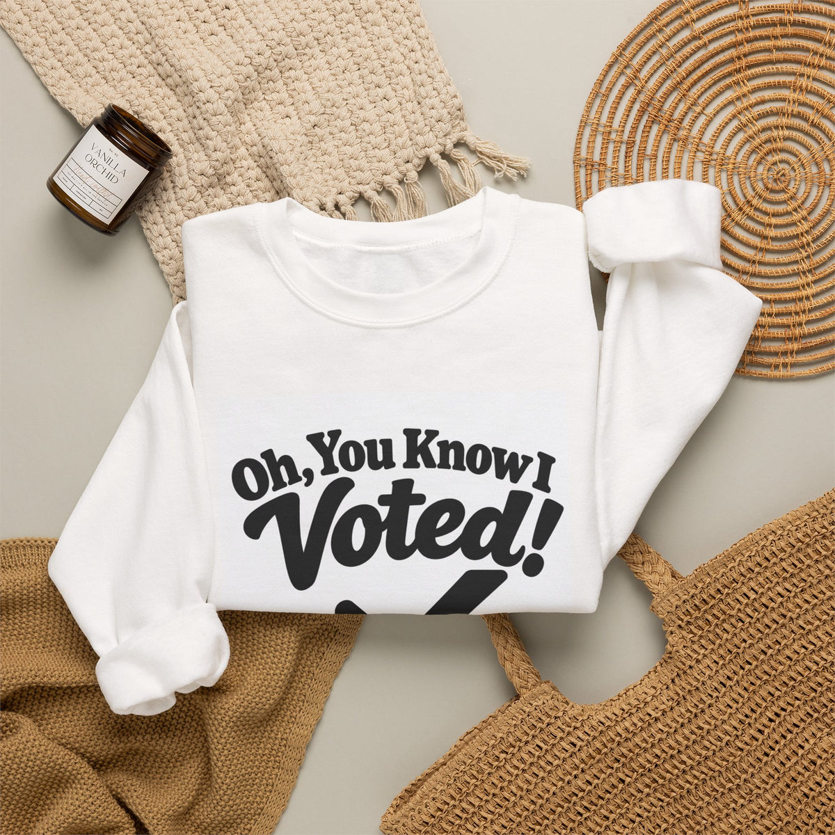 Voted! Graphic Crewneck Sweatshirt — 'Oh, You Know I Voted' Civic Pride Pullover
